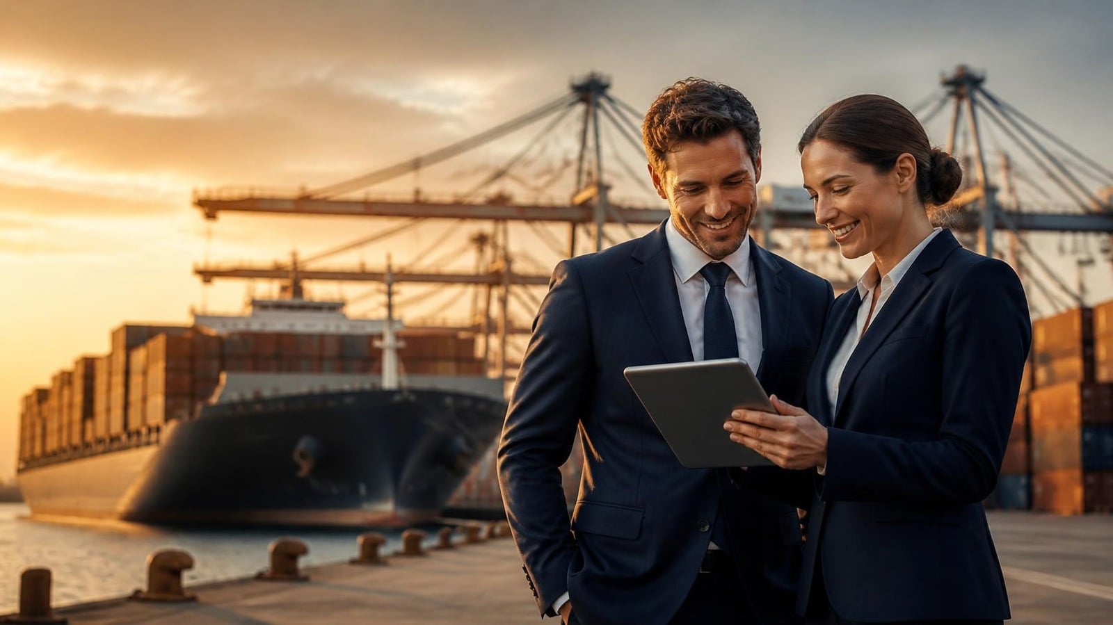Vanguard trade desk reviewing a shipment at a container port